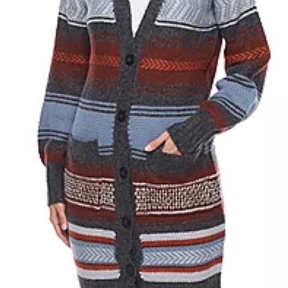 ana Women’s  Long Sleeve Button Striped Cardigan - Picture 11 of 16